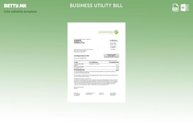 Модерен стил на Prioenergie шаблон за деловна сметка за доказ за адреса за комун